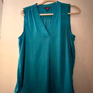 Vince Camuto Blue V-Neck Blouse, Sleeveless, L